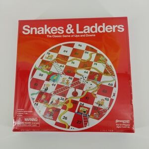 Pressman Snakes & Ladders Board Game - Red and White 2-4 Players